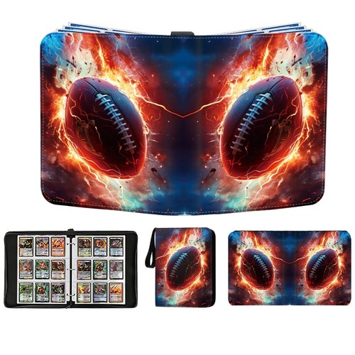 Football Card Binder Trading Card Binder 900 Pockets, Football Card Holder with 50 Removable Sleeves, Sports Cards Organizer for Football Basketball Baseball Soccer Hockey or Gaming Trading Cards