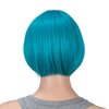 SWACC 10 Inch Short Straight Bob Wig with Bangs Synthetic Colorful Cosplay Daily Party Flapper Wig for Women and Kids with Wig Cap (Teal Blue)