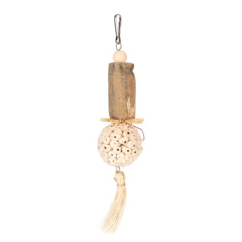 JOROBURO Sola Stick Bird Toys, Fun Interactive Soft Ball Log Sola Wood Corn Leaf Silk Parrot Chew Toys, Relieve Boredom Hanging Bird Toys for Parakeets Parrotlets Cockatiels