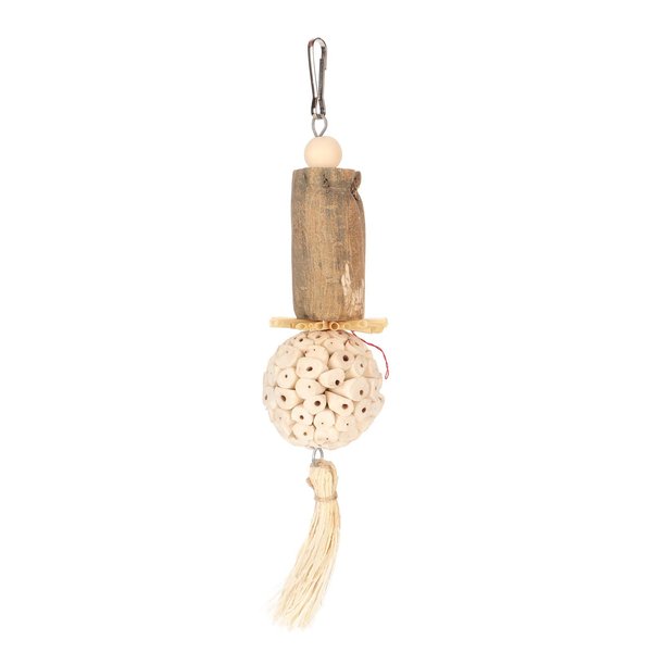 JOROBURO Sola Stick Bird Toys, Fun Interactive Soft Ball Log Sola Wood Corn Leaf Silk Parrot Chew Toys, Relieve Boredom Hanging Bird Toys for Parakeets Parrotlets Cockatiels