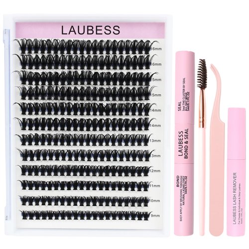 Eyelash Extension Kit Lash Clusters Kit Lash Bond and Seal Waterproof Lash Tweezers Individual Lashes Kit DIY Lash Extension Kit for Beginners Eyelash Glue Remover Lash Brush (Set 50D-0.07C-9-16Mix)