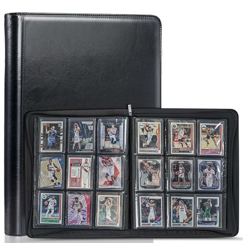 CollectHall Toploader Binder Trading Card Binder, 216 Pockets Card Binder Sleeves with Zipper, Double Sided Pockets Card Holder for Baseball Card, Football Card