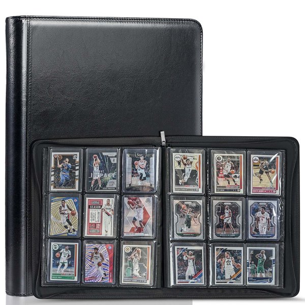 CollectHall Toploader Binder Trading Card Binder, 216 Pockets Card Binder Sleeves with Zipper, Double Sided Pockets Card Holder for Baseball Card, Football Card