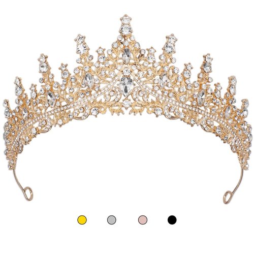 Crown and Tiara Headbands for Women Gold Beautifully Tiara &amp; Crown Girls Bride Headpiece for Wedd...