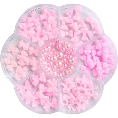 Bow Pearl Nail Charms 3D Bow Knot Nail Art Charms Set 1 Box Colorful Bowknot Nail Stud Rhinestones Crystal Cute Nail Stones Acrylic Nail Decorations for Woman Girls Nail Accessories（Style3）