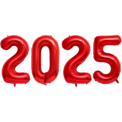 2025 Balloons, New Years Balloons, 16 Inch Red 2025 Number Balloons for New Years Decorations 2025, New Years Eve Party Supplies 2025, Christmas, Birthday, Graduations