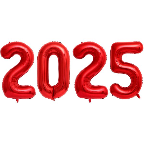 2025 Balloons, New Years Balloons, 16 Inch Red 2025 Number Balloons for New Years Decorations 2025, New Years Eve Party Supplies 2025, Christmas, Birthday, Graduations