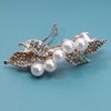 Yheakne Bridal Pearl Rhinestone Hair Clip Comb Shining Headwear Crystal Hair Clamp Barrette Wedding Headpieces Hair Accessories for Women and Girls (Gold Champagne)