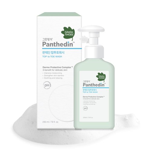 GREEN FINGER Panthedin Top to Toe Wash & Shampoo 7.8 Fl Oz, Skin Barrier Repair with Ceramide Body Wash, Moisturizing Skin with Hyaluronic acid, Hypoallergenic for Sensitive Itch Skin, Korean Skincare