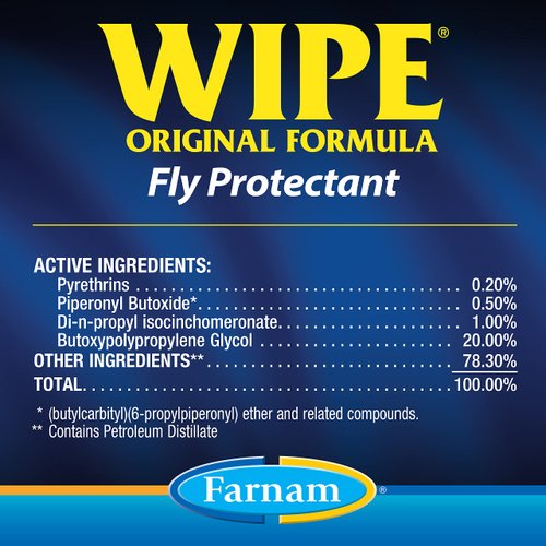 Farnam Wipe Original Formula Fly and Tick Protectant for Horses, Ready-to-Use Formula, 32 Fluid Ounces, One Quart Container