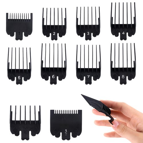 10 Pcs Clipper Guards Set, 1/16" to 1" Hair Clipper Guards Guide Combs, Clipper Guards Replacement, Clipper Guards Cutting Guides for Most Clippers