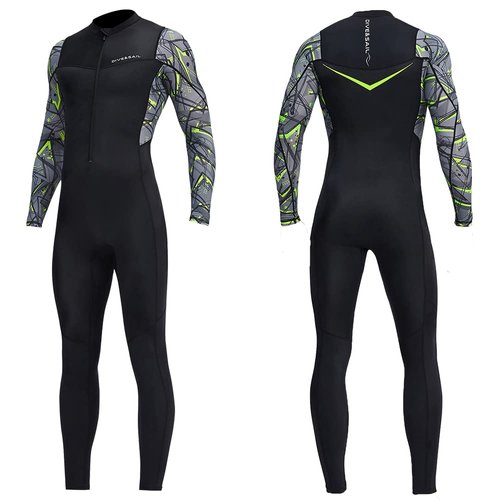 Dive Skins for Women Men Full Body Swimsuit Rash Guard Scuba Skin Thin Wetsuit, One Piece Long Sleeve Quick Dry Diving Skin UV Protection Surfing Spandex Wet Suit for Water Sport (L, Men Black)