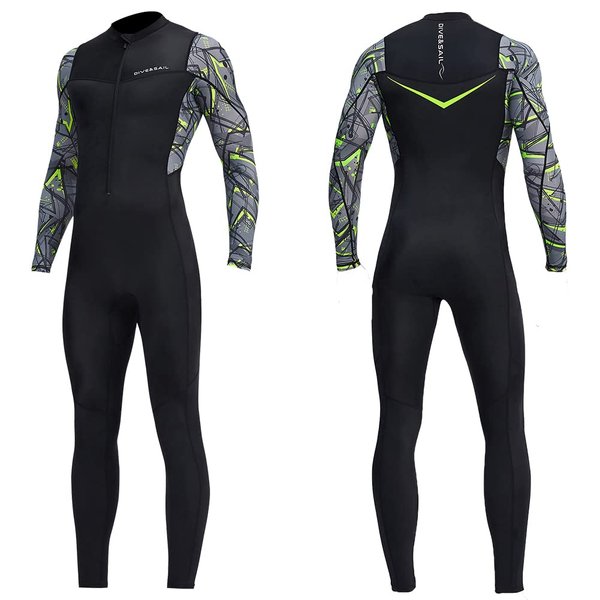 Dive Skins for Women Men Full Body Swimsuit Rash Guard Scuba Skin Thin Wetsuit, One Piece Long Sleeve Quick Dry Diving Skin UV Protection Surfing Spandex Wet Suit for Water Sport (L, Men Black)