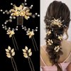 BOYIVI Hair Comb and 4 Pcs Hair Pins, 5 Pieces Gold Leaf, Crystal, Pearl, Vintage, Bridal Hair Accessories, Wedding Hair Clips, Headpiece for Brides, Bridesmaids, Women and Girls