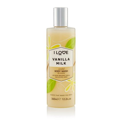 I Love Vanilla Milk Scented Body Wash - Moisturizing Body Wash and Foaming Bubble Bath - Vanilla and Amber Fragrance - 12.7 oz