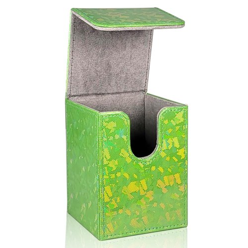 Dmoicols Sparkly Card Deck Box Holds 100+ Single Sleeved Cards,Leather Card Storage Case,MTG Commander Deck Box with 2 Dividers fit TCG CCG Magic Cards Vertical (Sparkly Cyan Piece)
