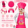 R HORSE 18Pcs Kid Cooking and Baking Toys Set, Pink Toddler Chef Outfit with Utensils, Complete Cooking Set with Kid Apron and Chef Hat, Toddler Chef Dress Up Baking Set Cooking Baking Gift for Girls