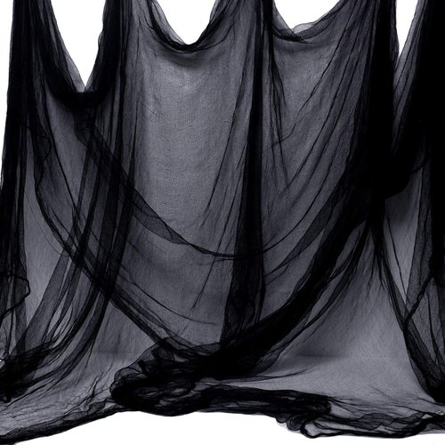 AOYOO Black Creepy Cloth 8.75 Yards x 85" with Fabric Scary Spooky Gauze Halloween Decorations for Haunted House Horror Decor Home Yard Indoor Outdoor Office Wall Vampire Zombie Theme Party Supply