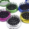 RUITASA Folding Travel Mirror Hair Brushes, Portable Round Pocket Comb and mirror folding pocket mini folding bag hair round brush cosmetic mirror for travel （small size）