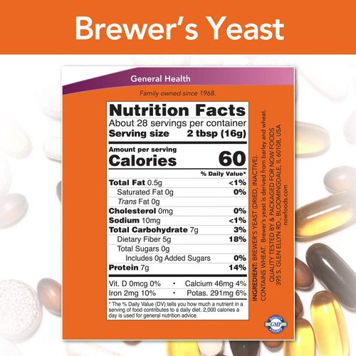 NOW Supplements, Brewer's Yeast Powder with naturally occurring Protein and B-Vitamins, 1-Pound