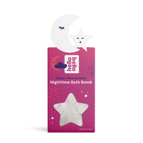 Hello Bello Sugar Plum Lullaby Bath Bombs I Vegan, Cruelty Free, & Plant Based, Ultra Nourishing Fun and Soapy Bath Bombs for Toddlers and Kids, 4 Count