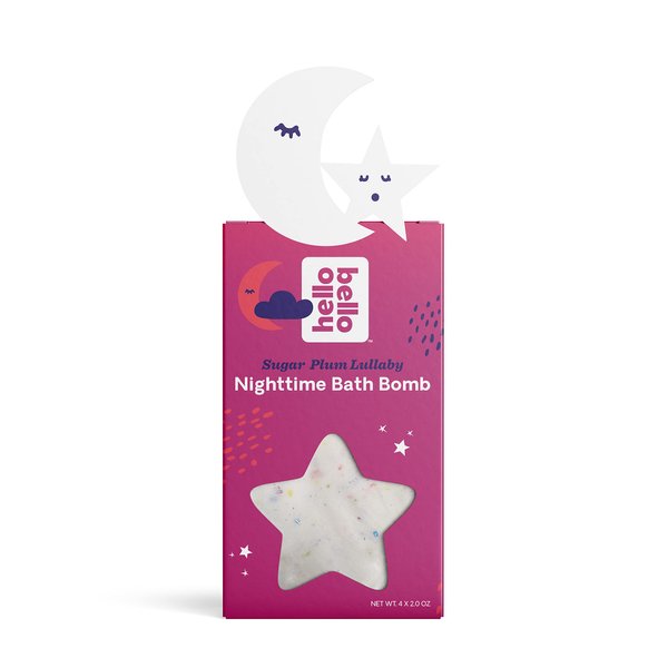 Hello Bello Sugar Plum Lullaby Bath Bombs I Vegan, Cruelty Free, & Plant Based, Ultra Nourishing Fun and Soapy Bath Bombs for Toddlers and Kids, 4 Count