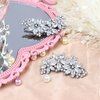 QEEYON 4Pcs Crystal Flower Bridal Hair Clips Rhinestone Hair Clips Silver Bridal Hair Pieces Crystal Headpiece Bridesmaids Bride Wedding Hair Accessories for Women Girls
