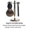 Parker 96R Men's Safety Razor Shave Set - Includes Parker Luxurious 3-Band Pure Badger Shave Brush, Deluxe Chrome Shave Stand & Parker 96R Butterfly Open Safety Razor