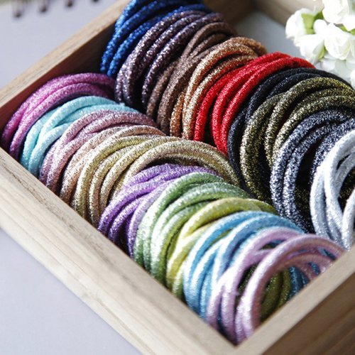 La Tartelette 5 cm Shimmer Elastic Bands Hair Ties Children Rubber Hair Headbands - 20 Pcs (Burgundy)