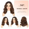 WIGER Short Big Curly Lace Front Wigs Loose Wave Wig Short Wavy Bob Wigs for Black Women Ombre Brown Middle Part Shoulder Length Wig Synthetic Wigs