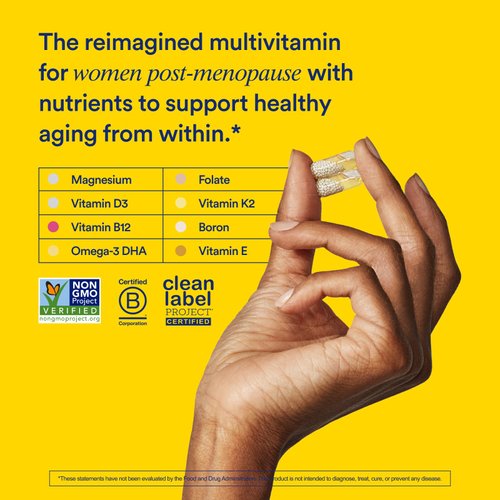 Ritual Multivitamin for Women 50+, Menopause Supplements with Vitamin D3, K2 and Magnesium for Bone Support*, Omega-3 DHA, Vitamin B12, Non-GMO, Mint Essenced, 30 Day Supply, 60 Vegan Capsules