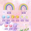 35 PCS Groovy Cake Toppers Boho Cake Topper Hippie Party Decorations with Flower Rainbow Balls for Girl Birthday Party Boho Groovy Party Supplies (Style 2)