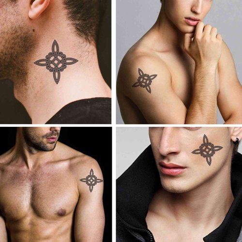 Dopetattoo Temporary Tattoos 6 Sheets Witch Tattoo Witch Knot Wicca Power of Four Tattoo Stickers for Men and Women