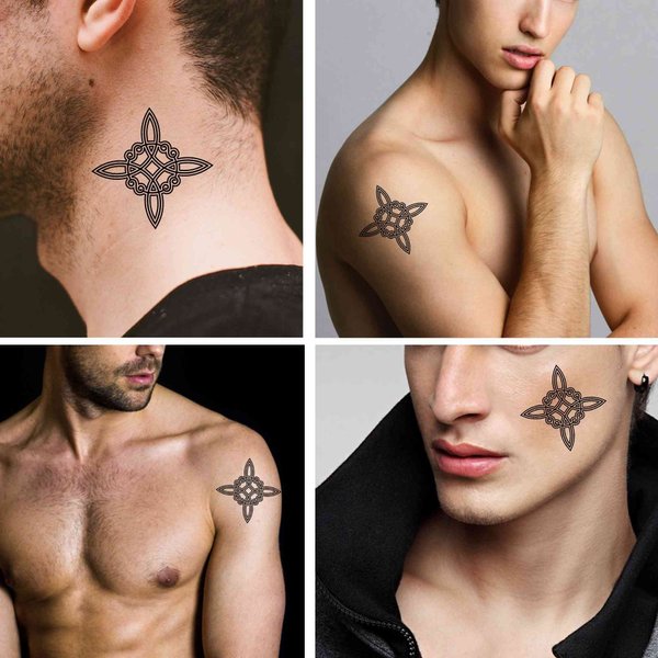 Dopetattoo Temporary Tattoos 6 Sheets Witch Tattoo Witch Knot Wicca Power of Four Tattoo Stickers for Men and Women