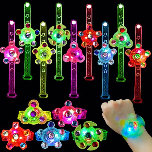 25 Pack Party Favors For Kids 4-8 8-12,LED Light Up Fidget Spinner Bracelets Glow in The Dark Party Supplies,Birthday Gifts,Treasure Box Toys for Classroom,Carnival Prizes,Pinata Goodie Bag Stuffers