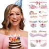 10 Sheets Glitter Birthday Party Temporary Face Tattoos Stickers for Women Happy Birthday Fake Tattoos Makeup Stickers Accessories Face Decals for Birthday Party Decorations Surprises