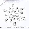 Outyua Mirror Fake Nails Square Silver Long Glossy Arylic Press on Nails Full Cover False Nail Art for Women and Girls 24pcs (Silver)