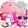 Graceduck Little Girls Purse with Play Makeup Kit, Kids Pretend Play Handbag Wallet Sunglasses Keys Credit Card with Pink Cosmetics Accessories Toddler Princess Birthday Gift Age 3 4 5 6 7 8 Year Old