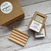 Soap Dish Gift Set, 2 Hand Crafted Soaps and Wood Soap Dish Gift Box, Holiday Present