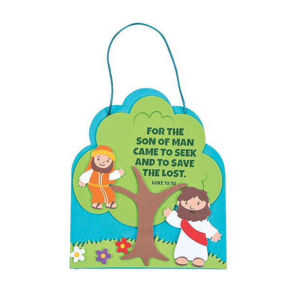 Fun Express Zacchaeus Sign Craft Kit - Makes 12- Religious, Sunday School and Crafts for Kids - Vacation Bible School Supplies/Decor
