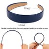 AHONEY Navy Blue Headband for Women Girls Glossy Vegan Leather Headband Non Slip 1.18" Wide Plain Head Band Solid Hair Band DIY Halloween Holiday Hair Accessories Gifts
