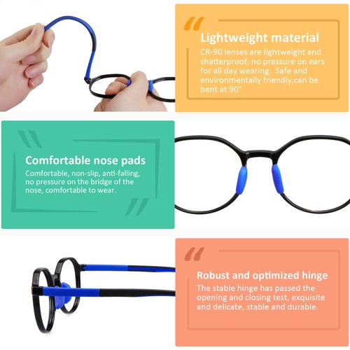 Blue Light Blocking Glasses for kids, Anti Eyestrain and Blurry, Computer Glasses, Anti Glare