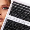 Qeelasee Lash Clusters Fluffy 80D DIY Eyelash Extensions D Curl Individual Eye Lashes 240pcs Mix9-16mm Easy For Beginner At Home Natural Effect