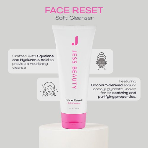 JESS BEAUTY Face Reset Soft Cleanser, with Squalane & Hyaluronic Acid, 5 fl ozJESS BEAUTY | Skin Care Reset Soft Face Cleanser with Squalane & Hyaluronic Acid 5 fl. oz | Skincare Face Moisturizer