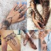 6 Sheets Henna Tattoos Black Henna Temporary Tattoo Stickers Sexy Lace Waterproof Removable Fake Tattoos Luxury Mandala Flower Design Body Decals for Women Birthday DIY Body Face Party Supplies Favors
