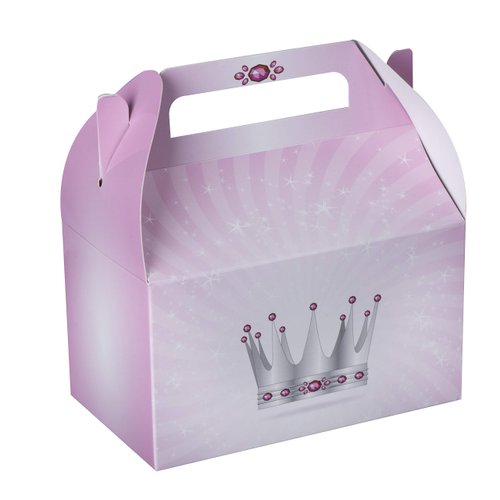 Hammont Paper Treat Boxes - (10 Pack) - Party Favors Treat Container Cookie Boxes Cute Designs Perfect for Parties and Celebrations 6.25" x 3.75" x 3.5" (Princess)