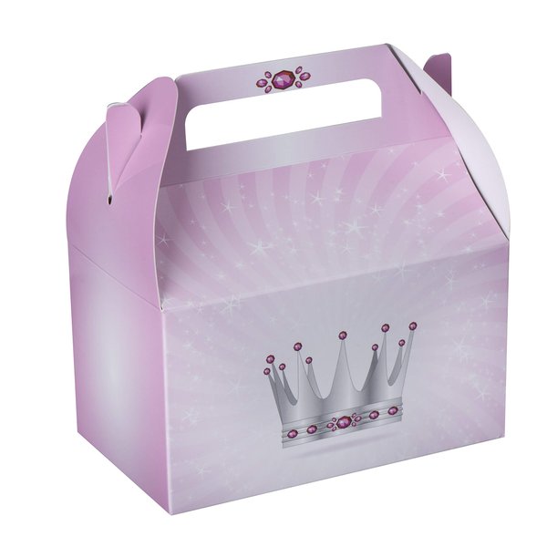 Hammont Paper Treat Boxes - (10 Pack) - Party Favors Treat Container Cookie Boxes Cute Designs Perfect for Parties and Celebrations 6.25" x 3.75" x 3.5" (Princess)