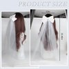 YISSION White Wedding Veil Bow Hair Barrette, Long Bridal Veil Bow Hair Clip, Bow Veil for Bachelorette Party Wedding