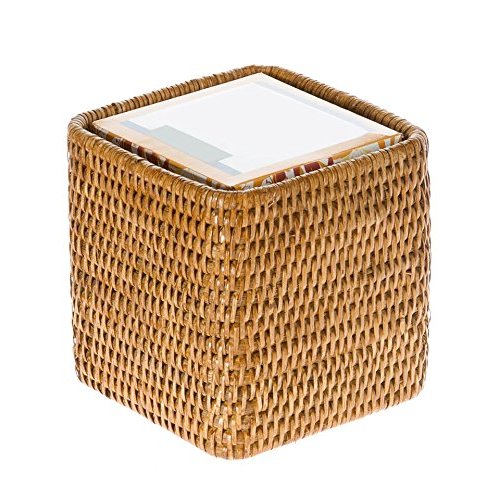KOUBOO 1030055 La Jolla Rattan Square Tissue Box Cover, 5.5" x 5.5" x 5.75", Honey Brown