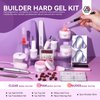 SAVILAND Builder Nail Gel Set with Nail Drill - 3 Pcs Hard Gel(VE&VB5&Kerain) Clear Pink Nudes Builder Nail Gel with Lamp Nail Brush Nail Strengthener Gel for Nail Extension Shaping DIY at Home Salon